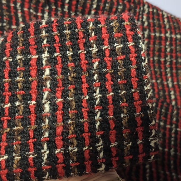 Massimo Dutti Acrylic Blend  Red Tweed Coat Small - Picture 5 of 11